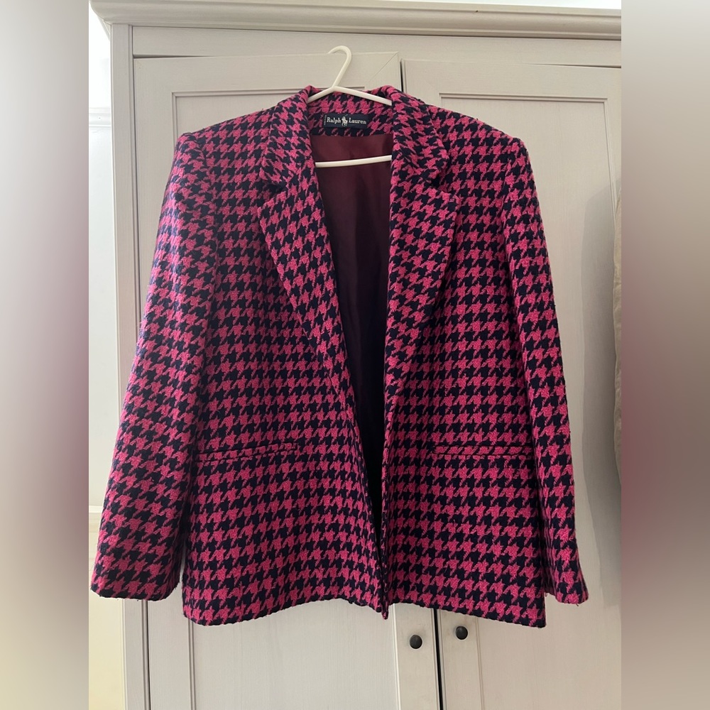 Pink Houndstooth Ralph Lauren Blazer Jacket